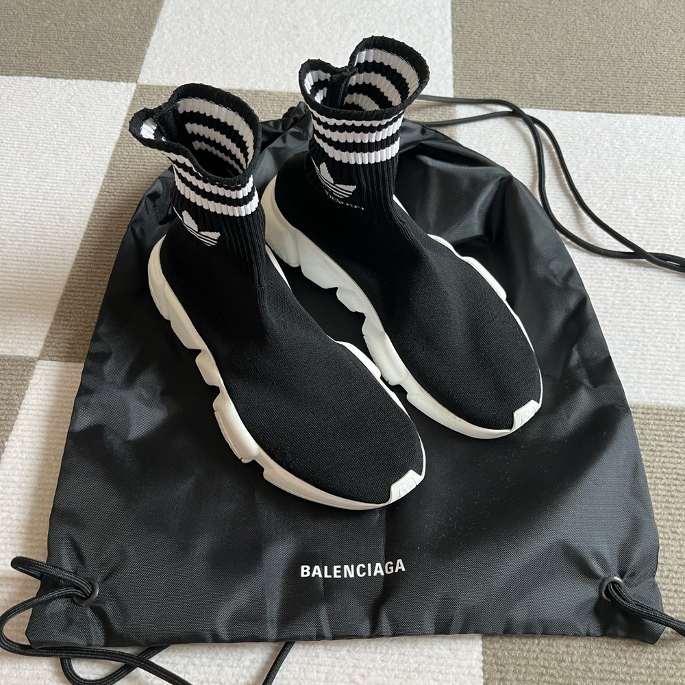 Balenciaga x Adidas Originals Speed Sneakers 'Black White' 36 - Picture 2 of 10